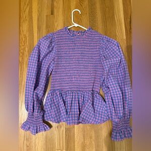 Tuckernuck (Hyacinth House) Pink and Blue Checkered Women's Top, XS